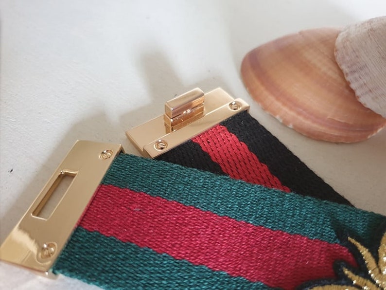 Embroidery Bee Stripe Cotton Cuff Bracelet