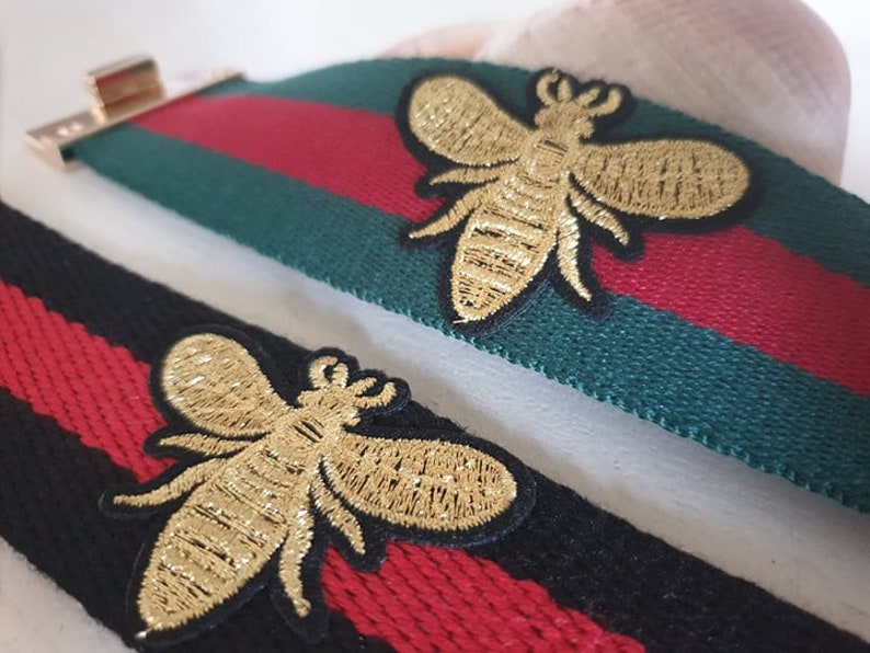 Embroidery Bee Stripe Cotton Cuff Bracelet
