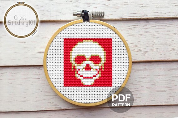 Skull Cross Stitch Pattern Instant Download PDF Modern Cross | Etsy