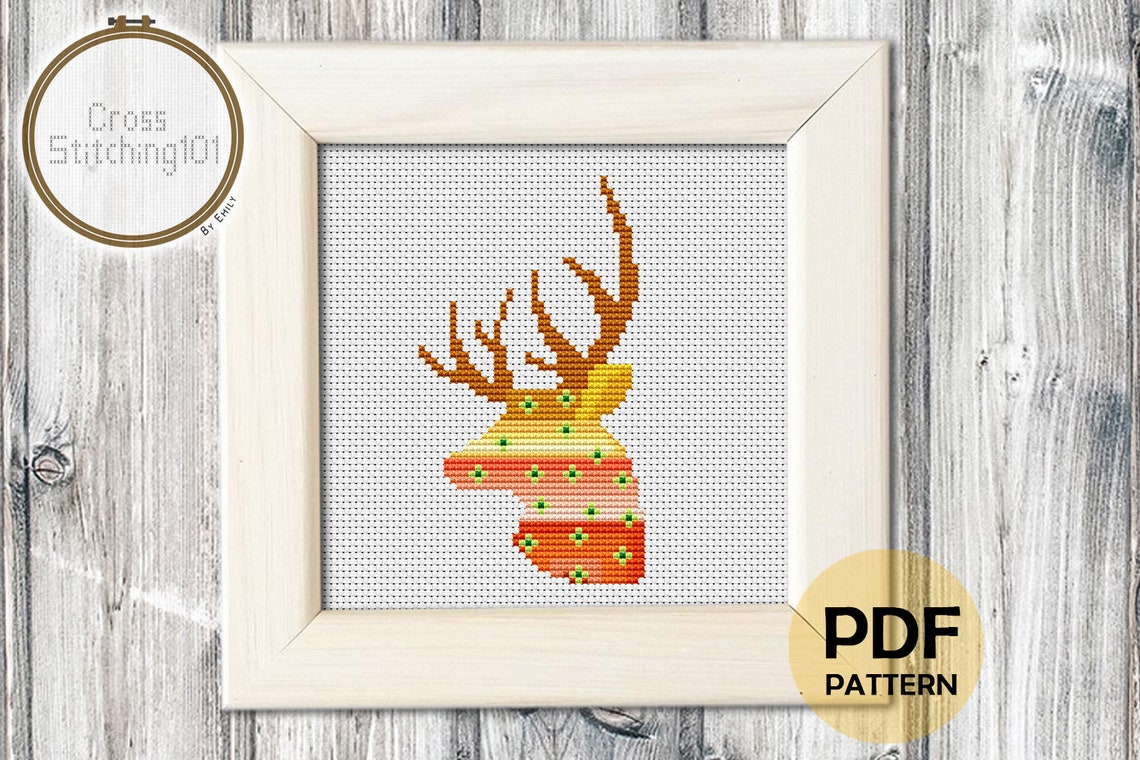 Deer Head Pattern Cross Stitch Pattern Instant Download PDF | Etsy