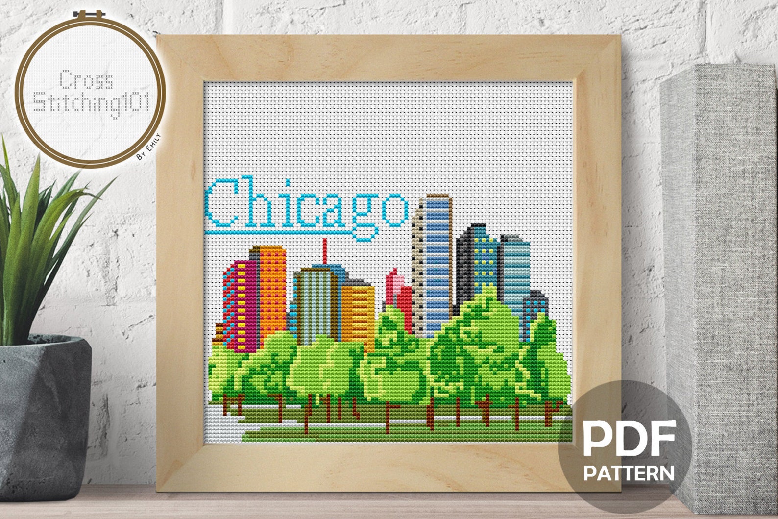 Chicago Skyline Cross Stitch Pattern Instant Download PDF Etsy
