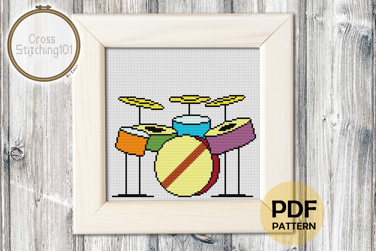 Drums Cross Stitch Pattern Instant Download PDF Modern Cross Etsy