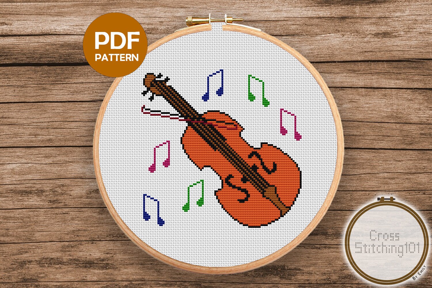 Violin Cross Stitch Pattern Instant Download PDF Modern Etsy