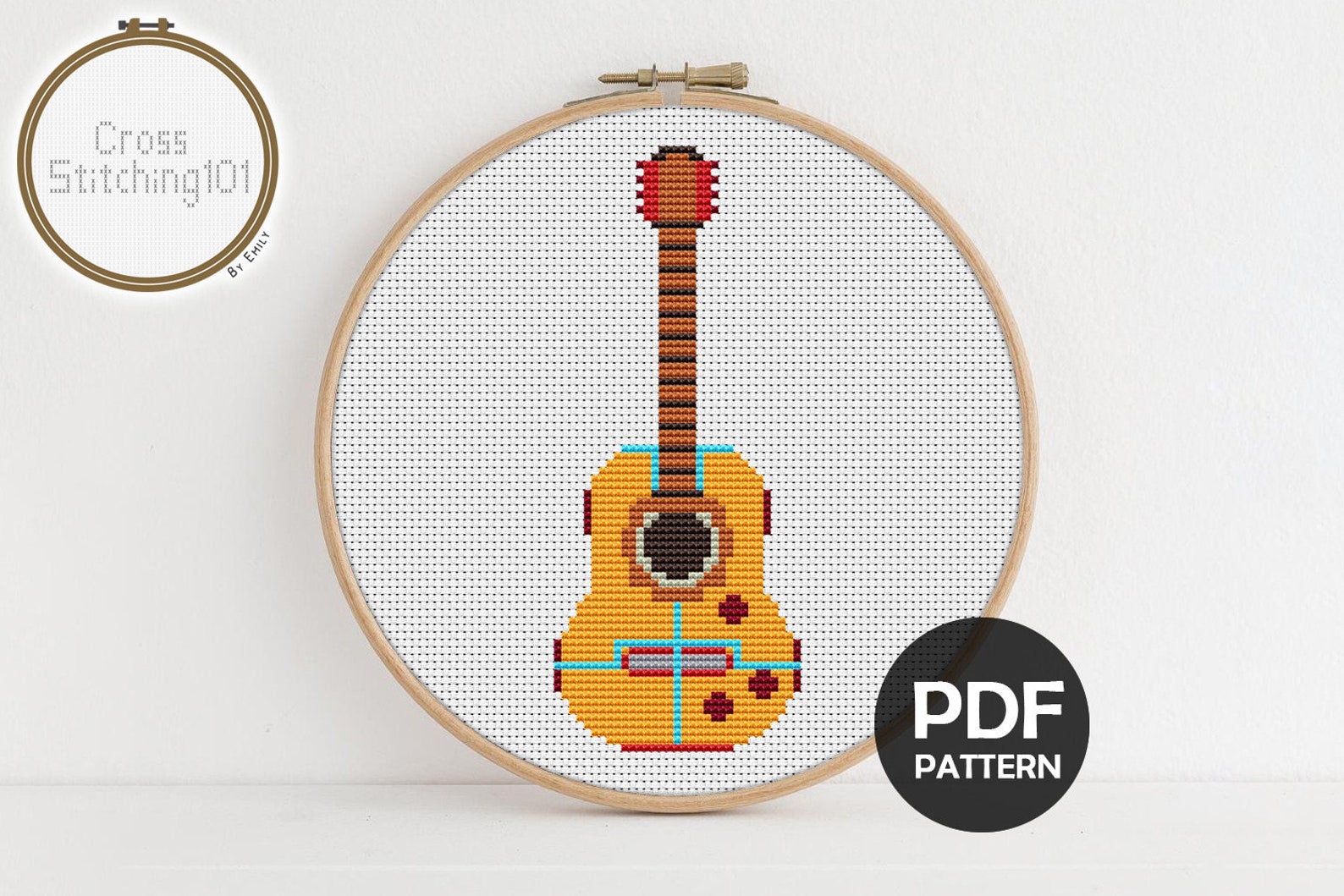 Acoustic Guitar Cross Stitch Pattern Instant Download PDF - Etsy