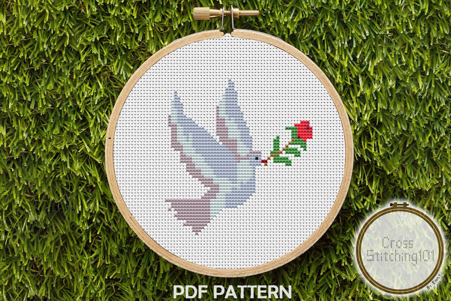 Dove With Flower Cross Stitch Pattern Instant Download PDF Etsy