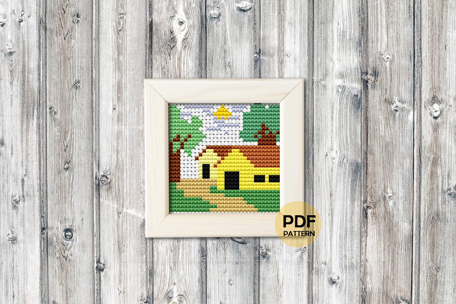 Village Cross Stitch Pattern Instant Download PDF Modern Etsy