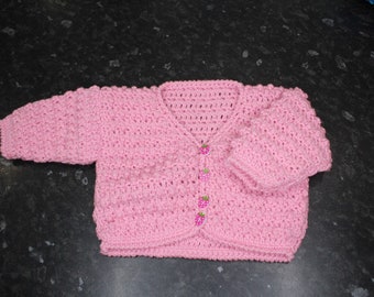 Strawberry button cardigan 0-3 months