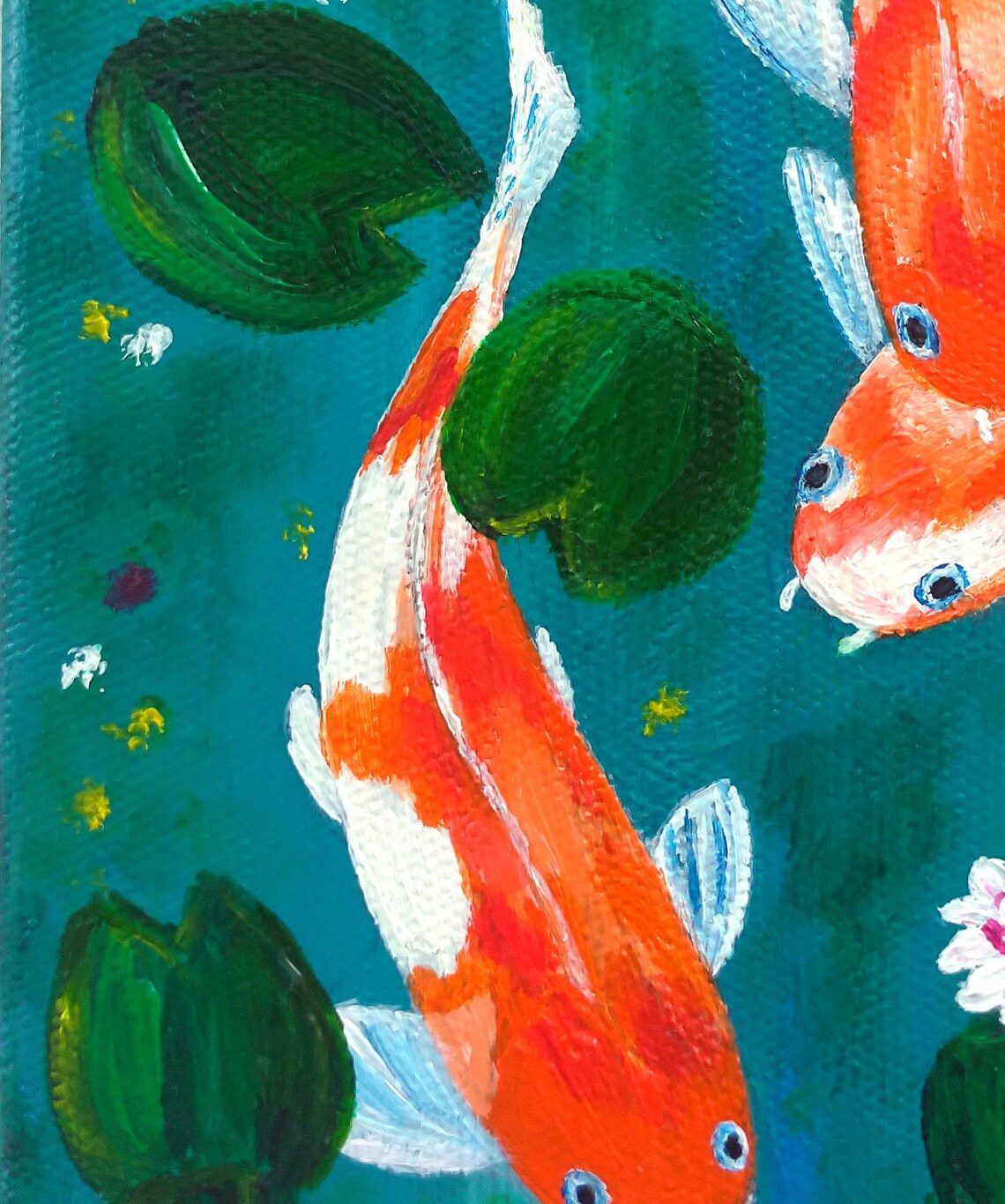 Koi Fish Painting On Canvas Original Art Koi Painting Koi Fish Etsy