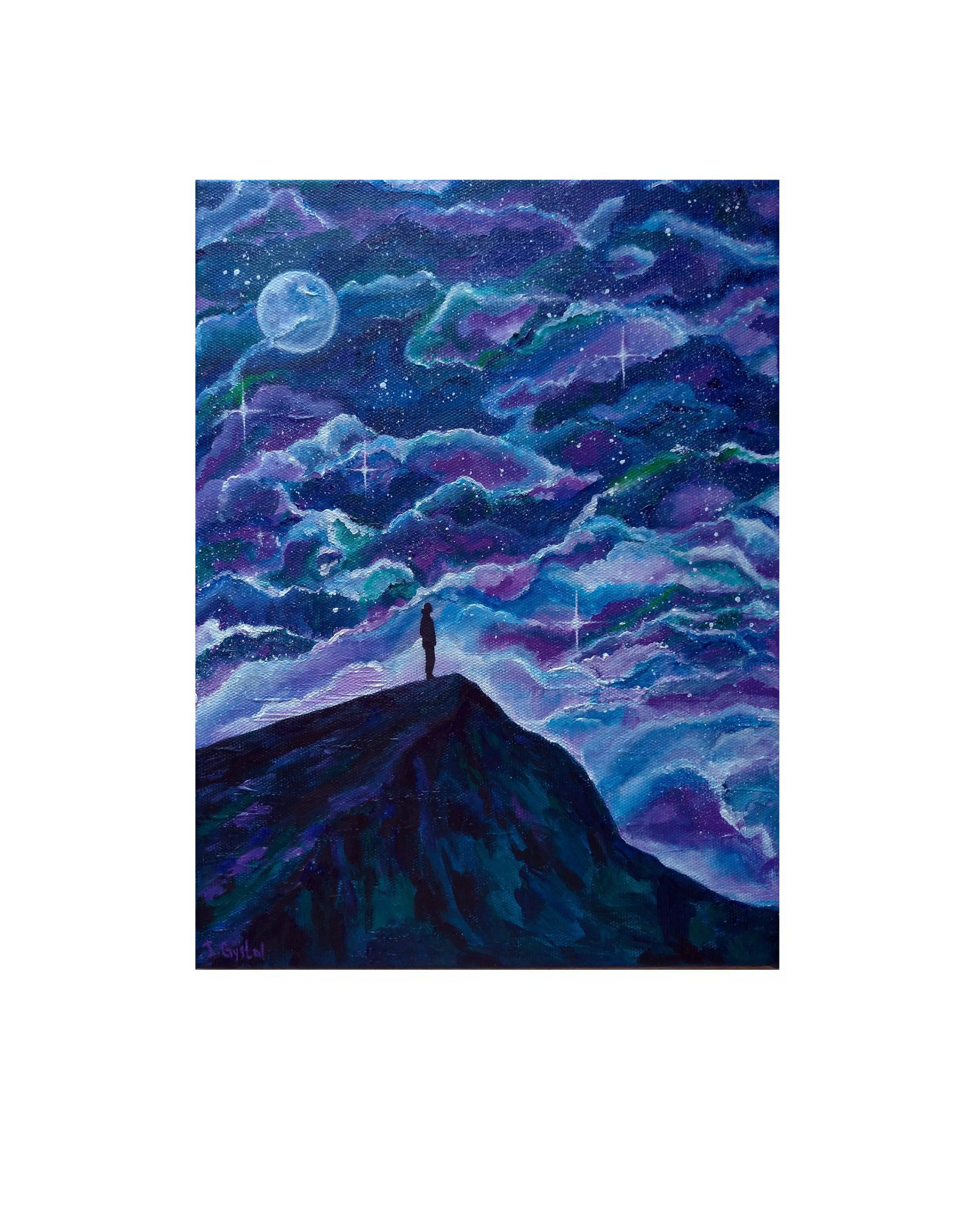 Nachthimmel Gemälde Original Kunst Nachtgemälde auf Leinwand | Etsy