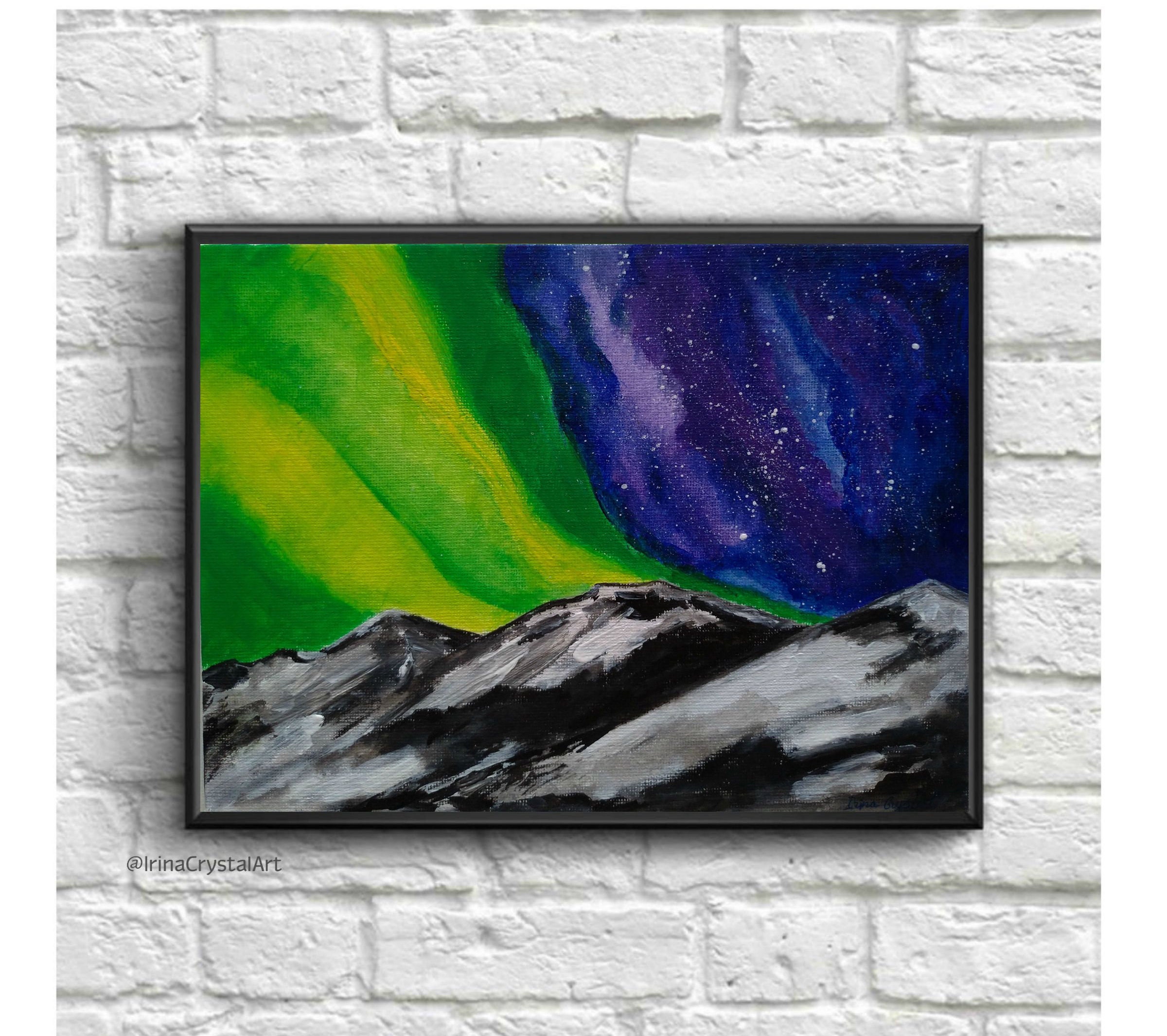 Nacht Himmel Malerei auf Leinwand Original Kunst Aurora | Etsy
