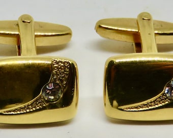 Stunning Original Vintage 1950s Gold Tone Lucite Mother OF Pearl Oblong Front Gilt Metal Bullet Back Cufflinks Mens Fashion Accessories