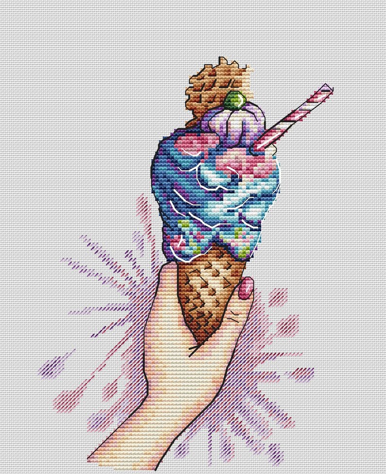 Ice cream cross stitch pattern food cross stitch pattern | Etsy