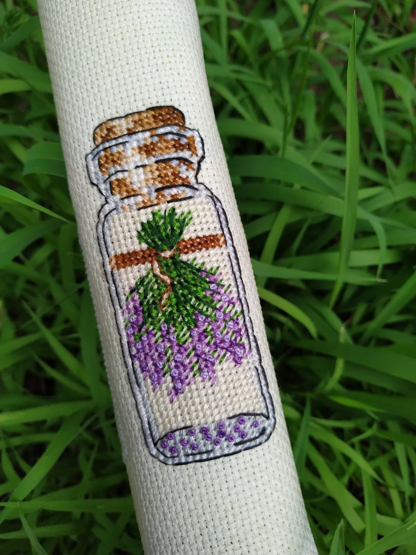 Lavender Cross Stitch Pattern Bottle Cross Stitch Jar Cross Etsy
