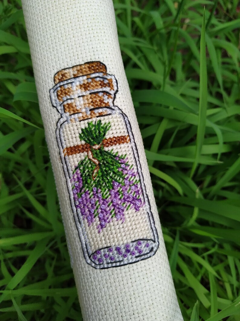 Lavender Cross Stitch Pattern Bottle Cross Stitch Jar Cross | Etsy