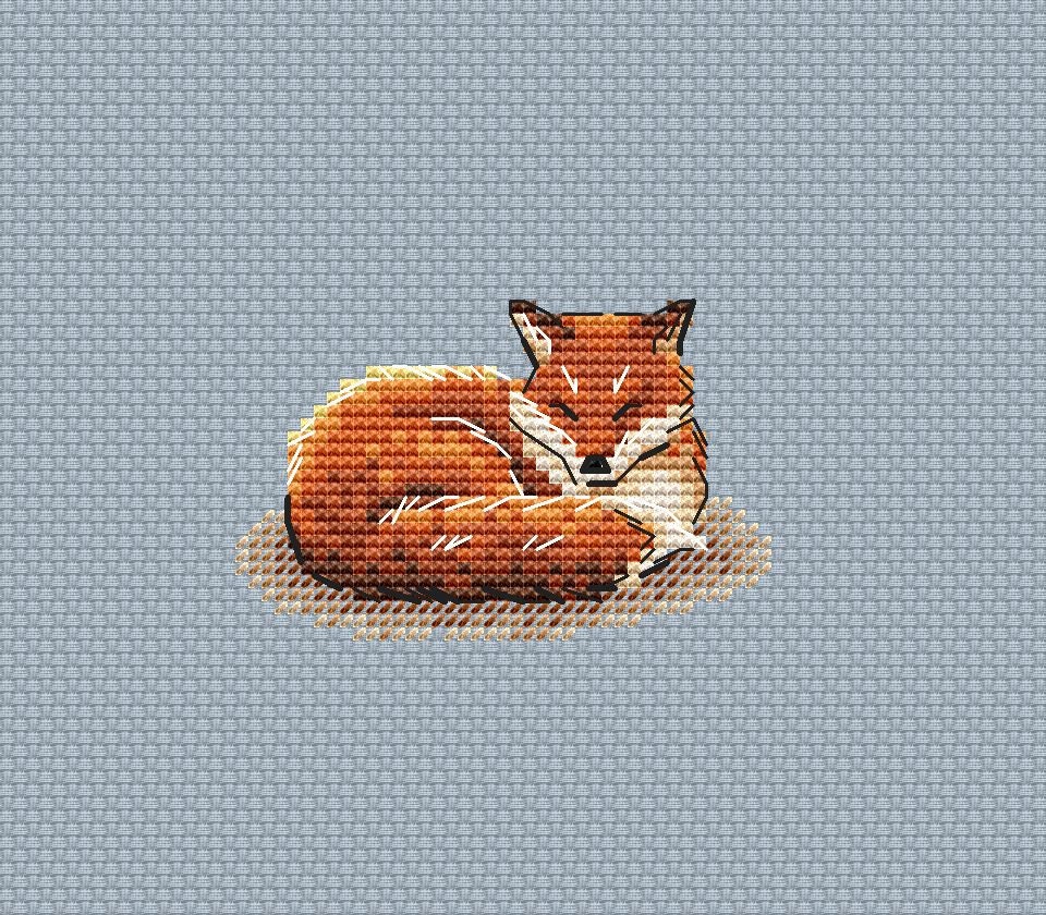 Sewing & Fiber Fox Cross Stitch Pattern Cute Cross Stitch Chart Kawaii