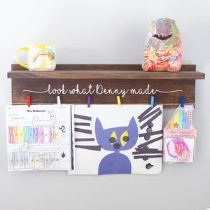 Look What I Made Children's Art Shelf, 23" or 30" | Personalized and hand painted, Art display sign, The Storyteller Show-Off Shelf tm