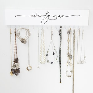 Personalized Jewelry Organizer and Holder, Personalized Hand Painted, Wall Mounted Jewelry Display, Bracelet and Earring Holder