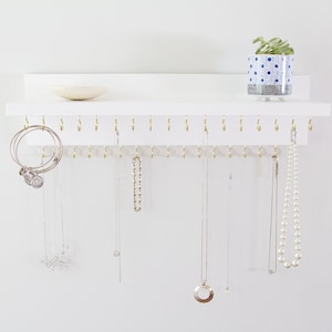 Wall Jewelry Organizer, Wooden Jewelry Display Shelf, Bracelet and Earring Holder, Gift for Her