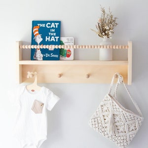 Shaker Peg Shelf, Nursery Shelves, Boho Macrame, Nursery Decor, Children's Bookshelves, Floating Shelves, Kid's Bookshelf