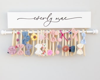 Personalized Headband Holder, Hand Painted Bow Holder, Nursery Decor, Baby Shower Gift, Headband Holder, Bow Holder, With Rod or Hooks