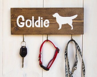 Artisan Metal Shop Gifts /& Awards Golden Retriever Dog Leash Hanger Key Rack -Small 6 inch wide Sm