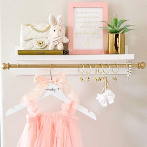 Headband and Bow Holder Shelf with Rod and Clips, Baby Girl Nursery Decor, Baby Girl Shower Gift, Boho Nursery Headband Holder