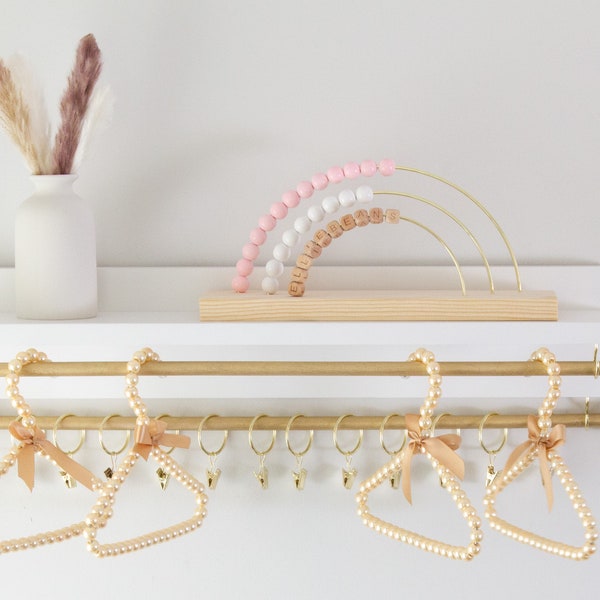 Add-on Item, Set of 5 Gold or Pink Pearl Hangers for Baby Newborn Clothes