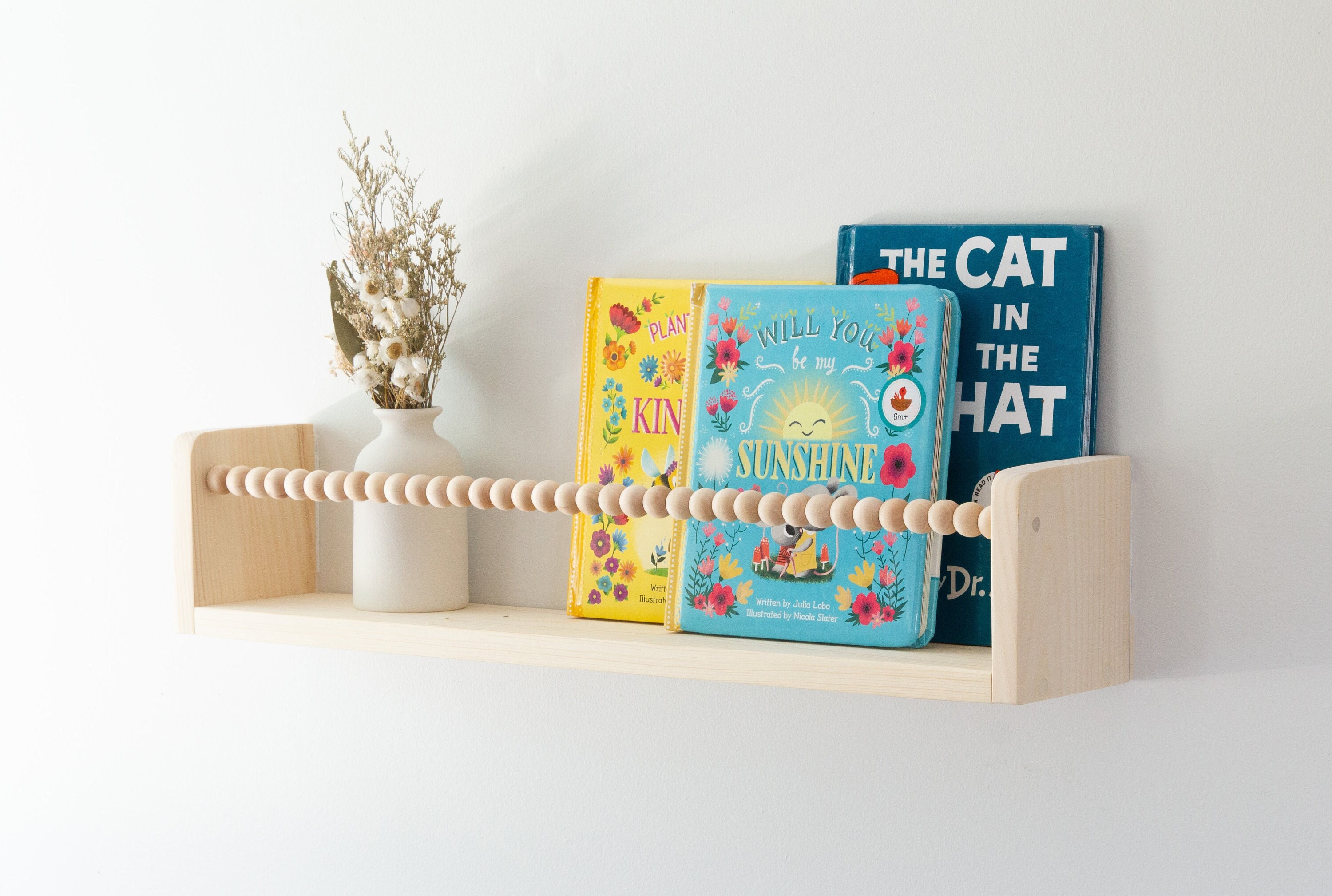 Nursery Bookshelf, Nursery Shelves Boho Macrame, Nursery Decor, Gender Neutral Gift,Children's Bookshelves, Floating Shelves,Kid's Bookshelf