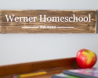 schoolhouse desks Personalized Homeschool Sign, Distance Learning, Custom Hand Painted, Established Sign, House Warming Gift, Homeschool Decor