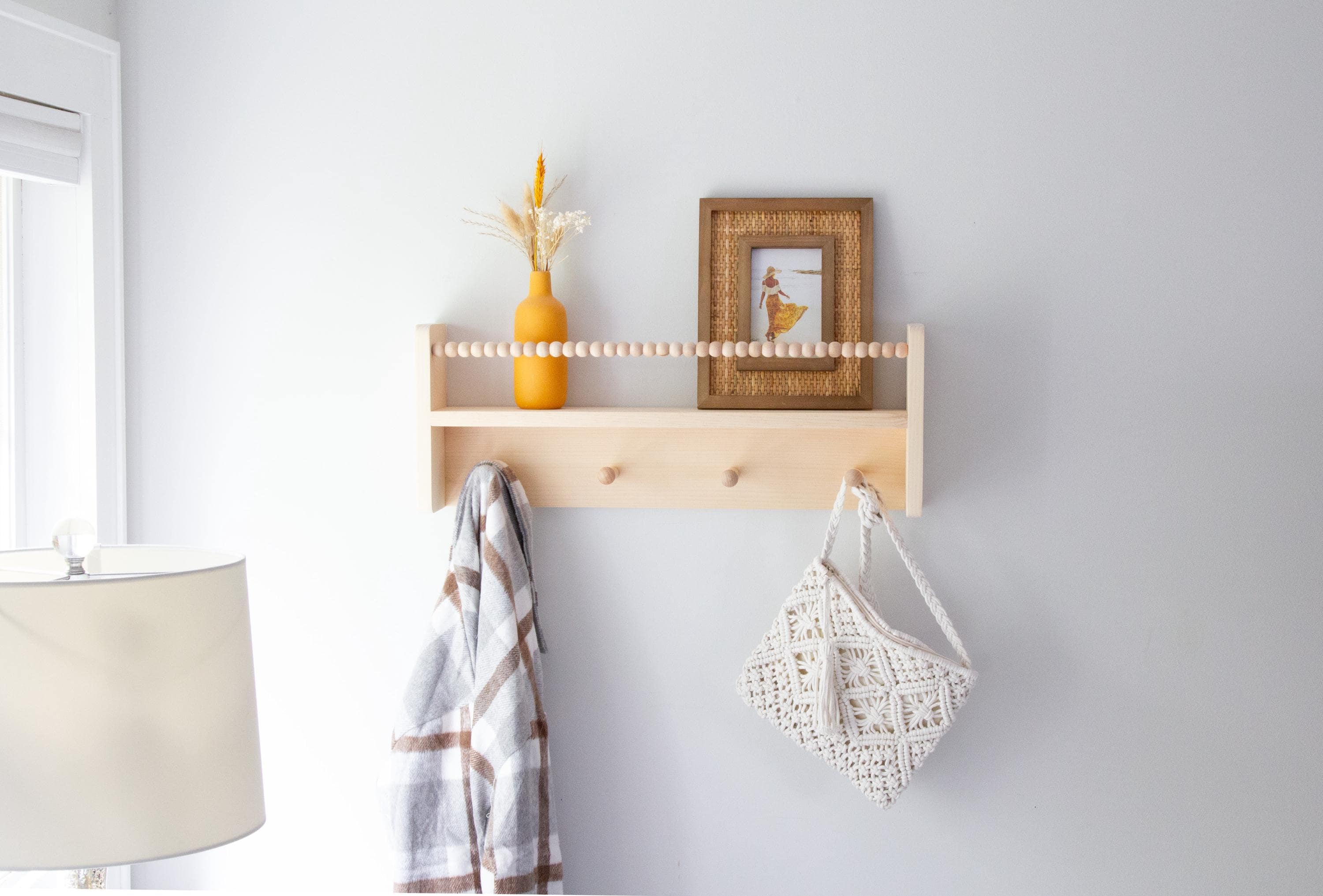 Handmade Shaker Peg Rail Shelf, Unfinished Pine Wood, Entryway Coat ...