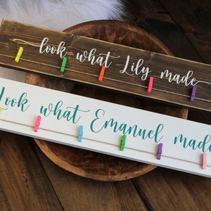Look What I Made Children&#39;s Art Signs, 23&quot; or 30&quot; | Personalized and hand painted, Art display sign, Kids artwork display, Child art display