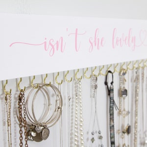 Wooden Jewelry Organizer and Holder, Personalized Hand Painted, Wall Mounted Jewelry Display With Shelf, Bracelet and Earring Holder