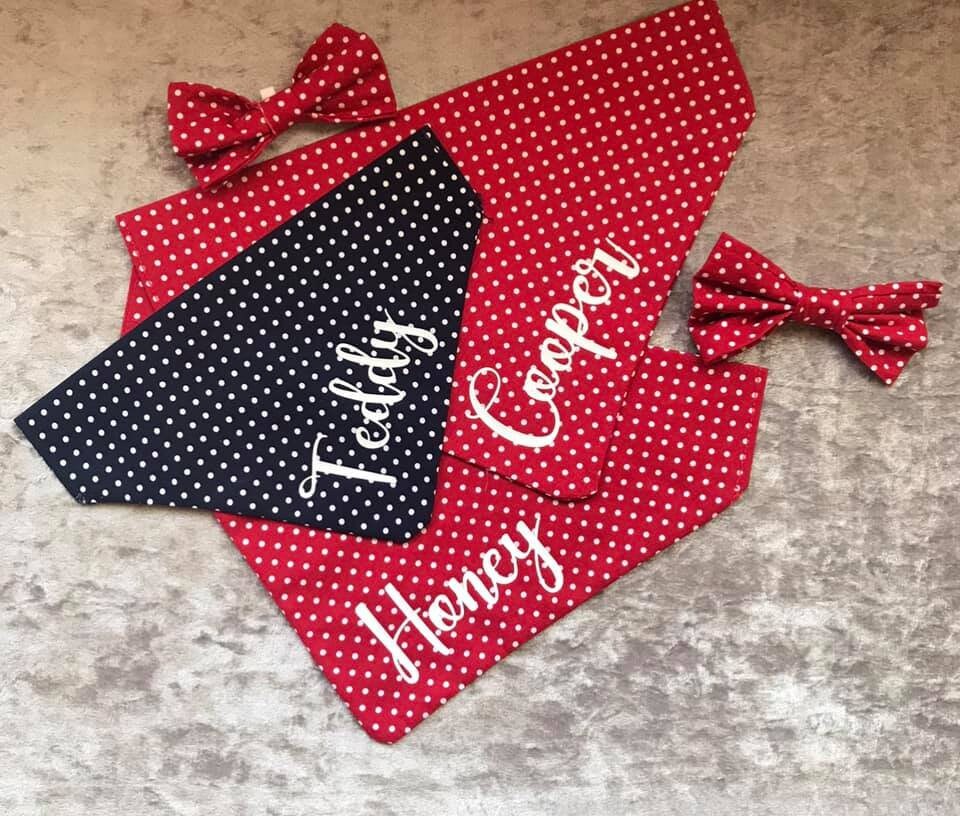 Personalised Dog Bandana, Dog Bandana, Dog Name Bandana, Polka Dot