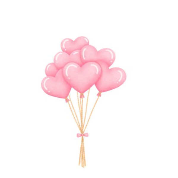 Valentine balloons.pink heart balloons PNG file . instant download,digital file. Sublimatation file.clipart balloons