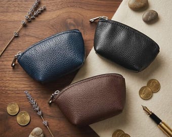 Small Genuine Leather Coin Purse | Zipped Pouch | Everyday Handbag Accessory | Luxury Purse | Somerset Made