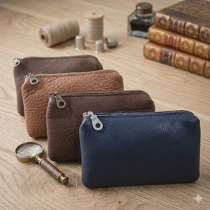 Handmade Leather/Suede Coin Purse –  Zipped Wallet (13x8cm) - Handmade Wallet - Luxury Purse - Gift for her