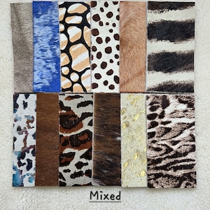 Real Cowhide Assortment Panels 8 cms x 15 cms Pack of 12 - Art & Crafts - Sewing Projects - Animal Print