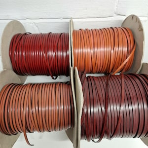 Cordón de cuero auténtico de 7 mm de grosor, por metro. Materiales para manualidades, proyectos, asas y correas. Varios colores, curtido vegetal muy intenso.