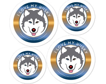 Husky Stickers: Blue & Brown Eyed Dog Breed Vinyl Decal