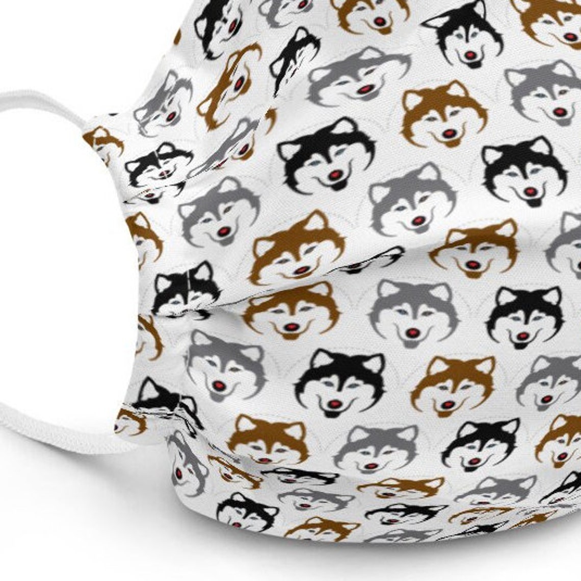 Siberian Husky Dog Face mask Pattern Blue Eyes Black & White Etsy