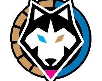 Black/White Siberian Husky/Blue and Brown Eyes/Bubble Free Sticker/Vinyl laptop glossy kiss cut/bumper/car/ keyboard/phone case/3 sizes.