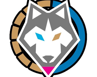 Siberian Husky Sticker: Blue & Brown Eyes Vinyl Decal - Laptop, Car, Phone