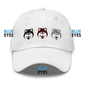 Embroidered Siberian Husky Hat: Blue Eyes, Dog Lover Gift