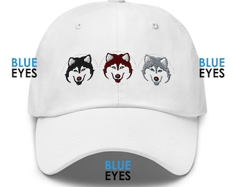 Embroidered Siberian Husky Hat: Blue Eyes, Dog Lover Gift