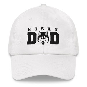 Dog Dad Hat: Siberian Husky Embroidery, Blue Eyes