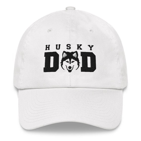 Dog Dad Hat: Siberian Husky Embroidery, Blue Eyes