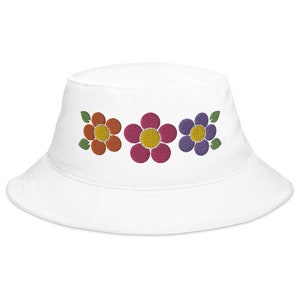 Bestickter Gänseblümchen-Eimer-Hut: Baumwoll-Sonnenhut, Garten-Geschenk