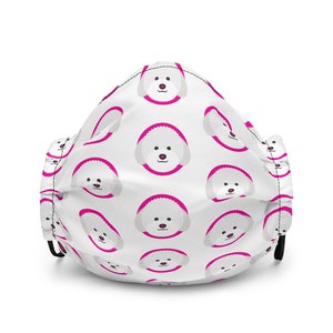 Maltipoo dog face mask pattern red heart on its nose. Super soft fabric. I love my maltipoo. Makes a great maltipoo gift. Order yours today!