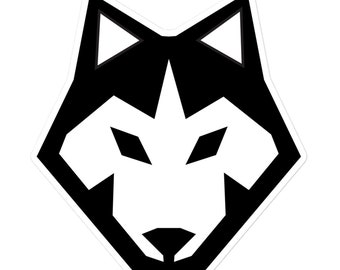 Husky Face Silhouette Sticker. Vinyl laptop glossy kiss cut stickers, cute bumper sticker, Husky car decal, keypboard, Notepad, phone case.