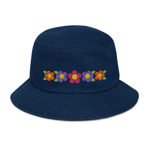 Embroidered Daisy Denim Womens Bucket Hat. Summer Sun, Shade. Gift for Mom,  Gardening Hat, With Colorful Daisies. -  Canada